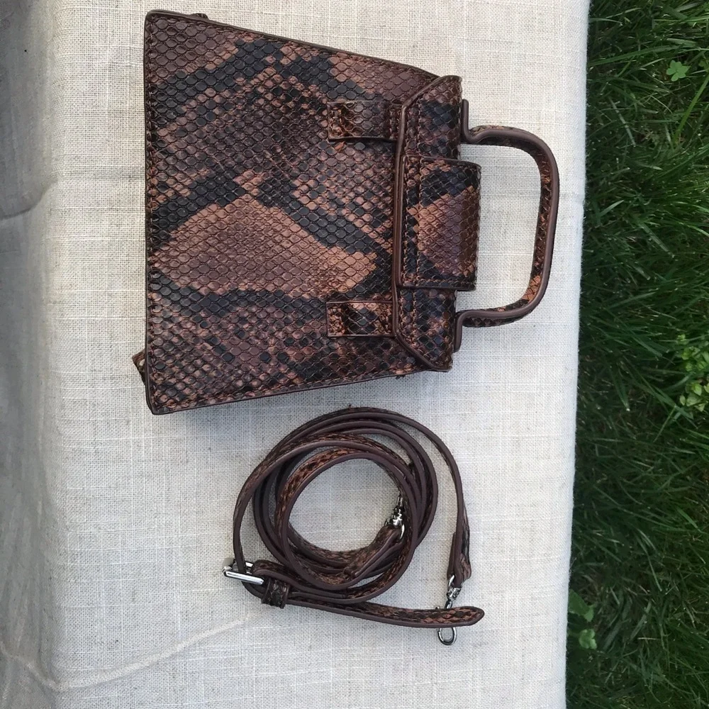 Zara Brown Snake-Print Mini Crossbody Belt Bag - Picture 3 of 8